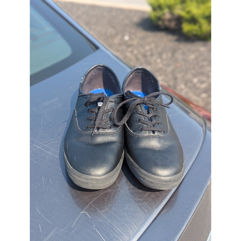 Minimalist Keds Black Champion Leather Sneakers Size 7.5 Capsule Casual Shoes - Picture 2 of 9